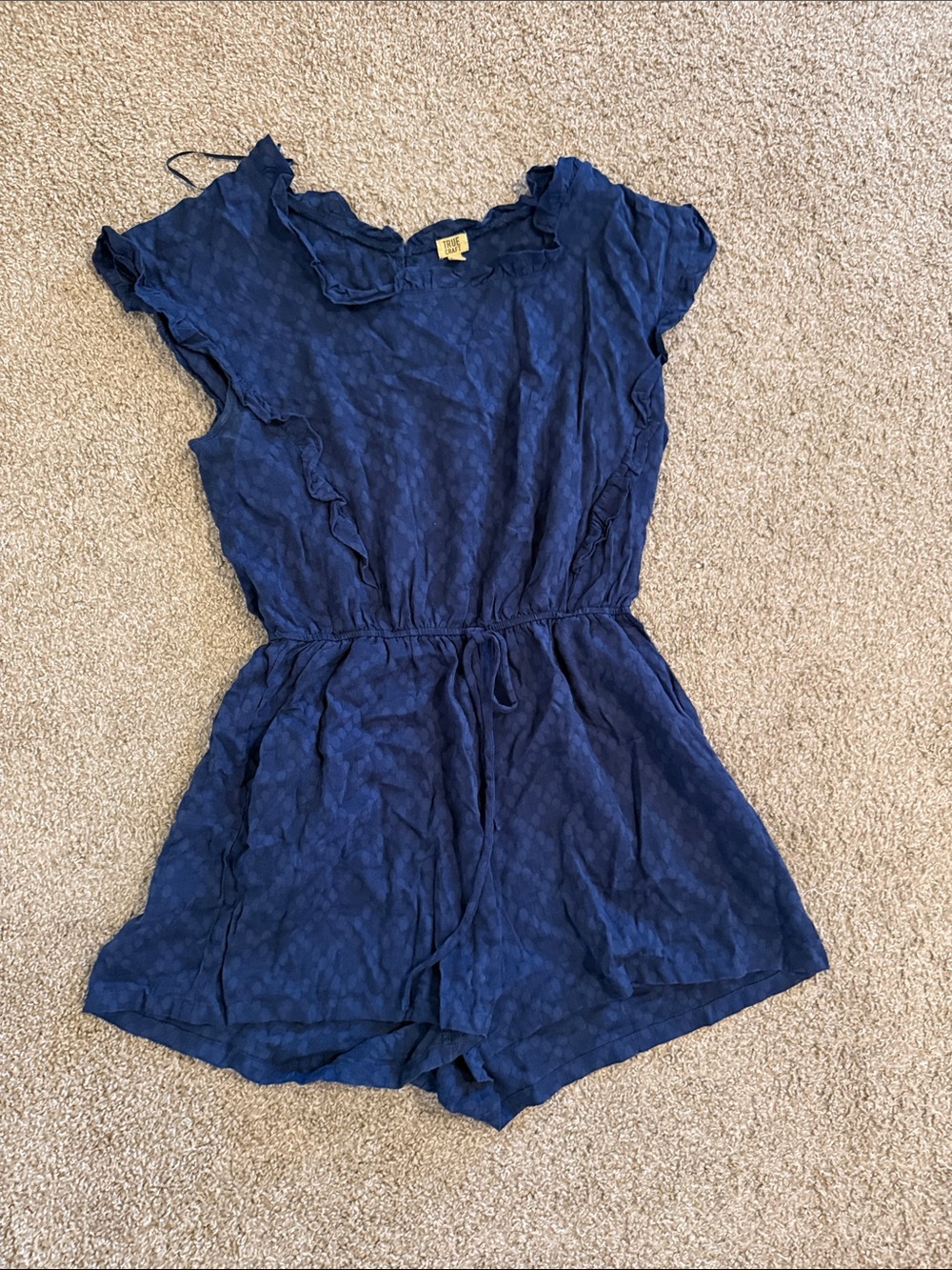 True Craft Navy Blue Ruffle Sleeve Romper